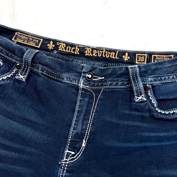 🚫SOLD!👖|•ROCK REVIVAL•| STUNNING Jacklyn Easy Boot Jeans Plus Size 36👖 - Picture 9 of 12
